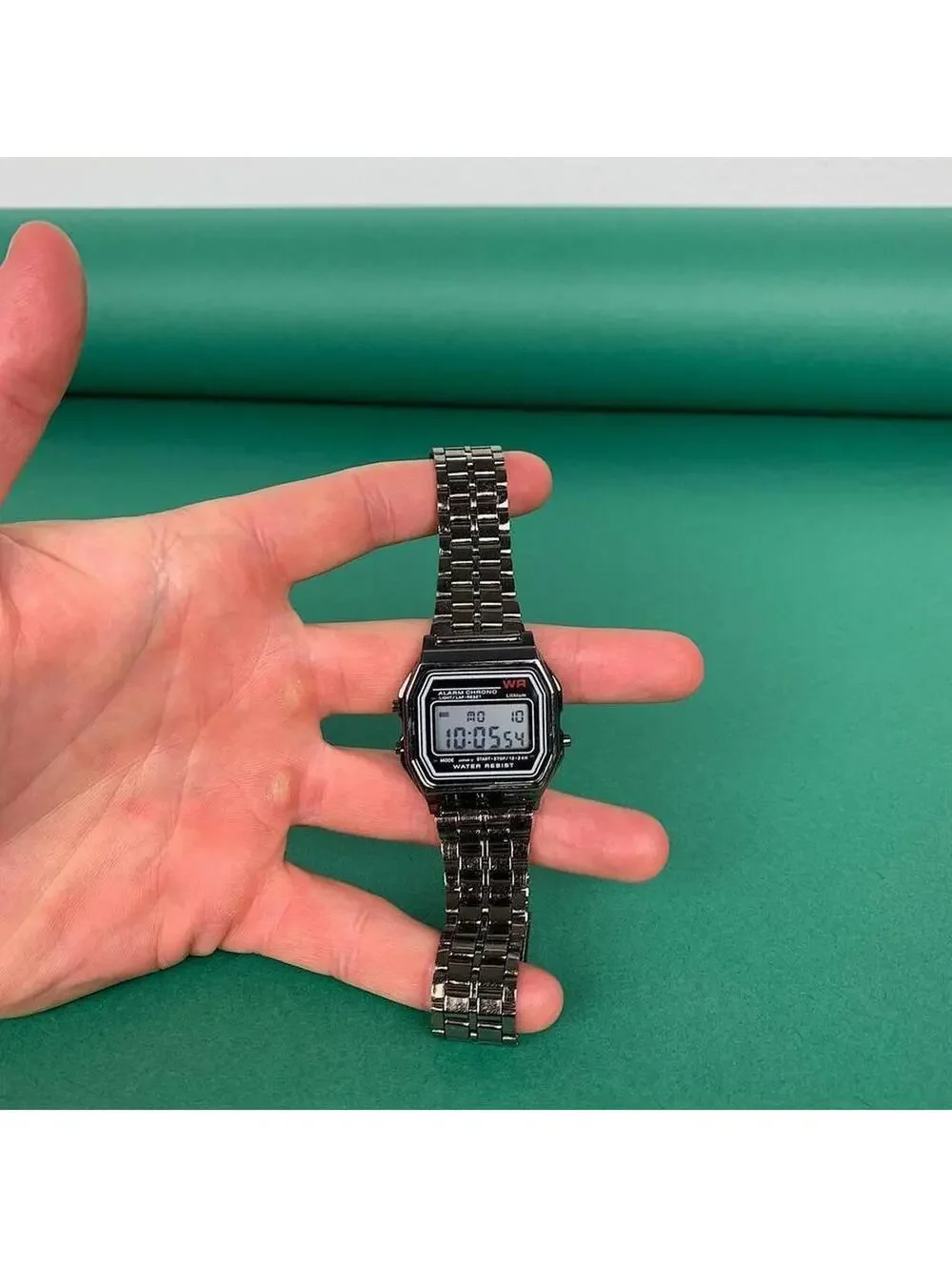 Y2K Vintage Retro Silver Gray Digital Stainless Steel Watch 8 Inch Unisex